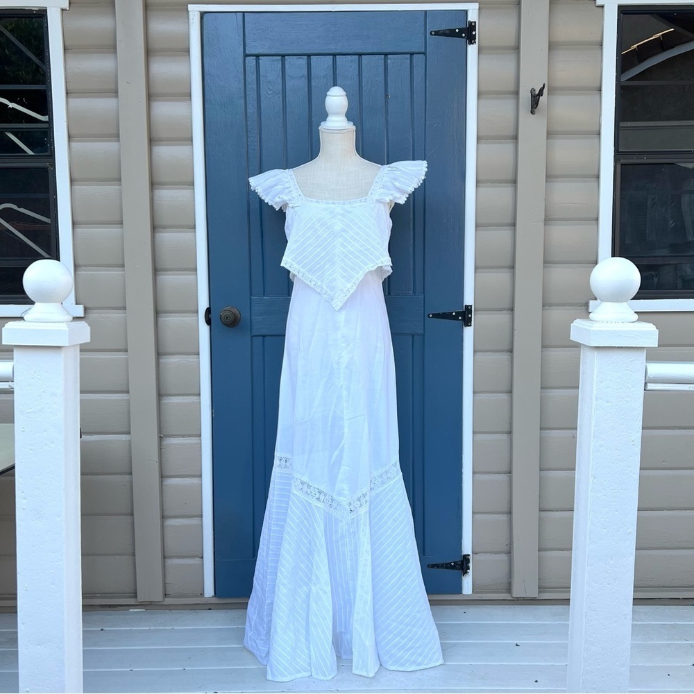 Vintage Young Reflections 1970s Prairie Maxi Sundress Size 7 junior